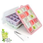 BETA SPACE Ice Cube Tray with Lid, 3 PCS 45 Cubes, Easy Release Silicone Ice Cube Trays,Large Reusable & BPA Free for Whiskey, Cocktail, Drinks&Baby Food,Dishwasher Safe