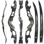 ILF Recurve Bow for Adult Youth Hunting 30-60Lbs 62" Takedown Recurve Bow Right Hand Recurve Bow Gordon Bow Limbs CNC Machining (Black, 50LBS)