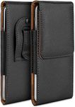 moex Plug Case Compatible with Motorola Moto G32 Case with Belt Clip, Mobile Phone Belt Bag Made of Vegan Leather, Mobile Phone Case for Inserting, Foldable Flip Protective Case, Black