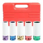 bylikeho Automotive Tires & Wheels 1/2 inch Drive Impact Lug Nut Socket Set, 1/2 Impact Socket Set,Car Accessories Non-Marring Protective Wheel 15 17 19 21 22 mm Thin Wall Socket Set