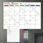 Hivillexun Dry Erase Magnetic Whiteboard for Refrigerator - Monthly Fridge Whiteboard with Fridge Calendar, Includes 4 Markers, 1 Eraser,Monthly and Daily