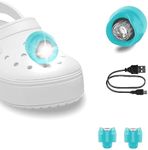 Rechargeable Croc Headlights Croc Lights for Shoes 2pcs Attachment Charm Accessories Croc Headlights Clip on Clog Headlight Flashlight Lights for Shoes for Dog Walking Camping Running (Blue)