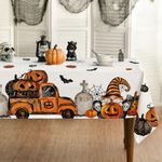 Artoid Mode Gnome Jack-O-Lantern Gravestone Truck Halloween Table Cloth, Rectangular 140x180 cm Table Cover Protector For Party Home Table Decorations