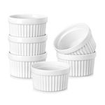 MALACASA Ramekins Set of 6, 4 oz Ramekins Soufflé Dishes, Ramekin Dishes, Porcelain Creme Brulee Ramekins, Small Oven Dish, Small Ramekins, White, Oven Safe, Series Ramekin-Dish