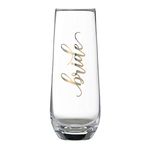 Lillian Rose G116 BR Gold Bride Stemless Champagne Glass, Height 5.75"