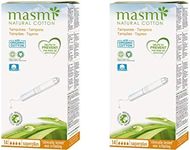 14 Masmi Super Plus Applicator Tampons Certified Organic Cotton, Hypoallergenic, Biodegradable, Perfume, Viscose, Rayon, Chlorine and Dioxin Free (Twin Pack)