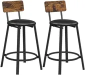 VASAGLE Bar Stools, Set of 2 PU Upholstered Breakfast Stools, 29.7 Inches Barstools with Back and Footrest, Simple Assembly, for Dining Room Kitchen Counter Bar, Rustic Brown and Black ULBC059B81