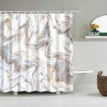 Mantto Marble Shower Curtains No Liner, Waterproof Polyester Fabric Shower Curtain Fabric Sets with Plastic Hooks for Bathroom Decorations Accessories, Modern Concise Design 72" x 72" (E1202)