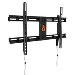 ECHOGEAR Low Profile Fixed TV Wall Mount for TVs Up to 85" - Holds Your TV Only 2.25" from The Wall - Fast Install With Template & You Can Level After Mounting - Pull Strings for Easy Cable Access