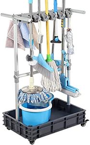 QTJH Broom And Mop Holder Put Wet Mops Movable Floor-Mounted Mop Rack Floor Standing Cleaning Tool Cart Storage For Garden Garage Schools, Hospitals, Factories, Hotels,Property Companies (12 racks)