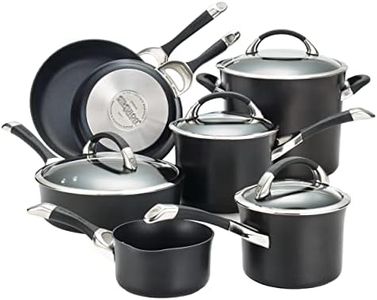 Circulon Symmetry Hard Anodised Non stick 11 Piece Cookware set, Pots and Pans set, Induction Compatible, Dishwasher Safe, Oven Safe, Black