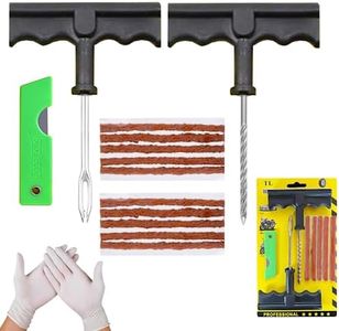 NOOGUI Kit de réparation de crevaison Voiture, Répare en 15 Min, Répare Les crevaisons Voiture, Moto, Composé de 5 mèches, 1 Outil en T spiralé, 1 Insert d'outil en T et Un Cutter