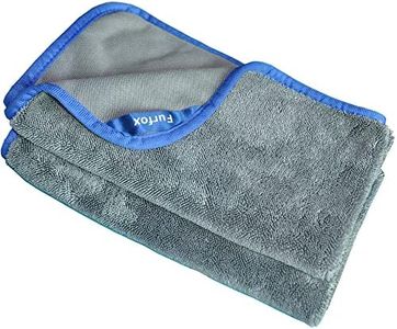 Furfox Pro-Grade Car Wash Towels (2-Towels) - Heavy Duty 600GSM Absorbent Microfiber Cloth for Car Detailing, RV Cleaning, Window Drying - 19.7x23.6 Inch Scratch-Free Towels - Gray