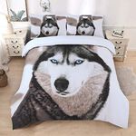 HIGH LIVING 3D Print Duvet Cover Set Single Double King Size Animal Print Duvet Bedding Set (Single, Wolf)