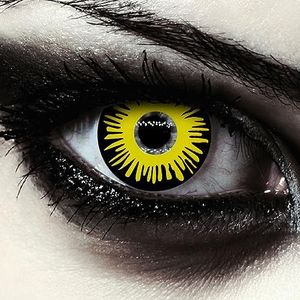 DESIGNLENSES, Lenti a contatto giornaliere colorate per costume di Halloween da zombie, senza gradazione, 1 paio (2 pezzi), lentes colore completamente (Yellow Fear, 14.00, 0.00)