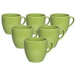 FARKRAFT Tea Cups Green Matt Ceramic Tea/Coffee Cup Set - 6, 150 ML Each, Round Shape, Microwave Safe, Ideal for Home, Office, or Hotel Use - Green