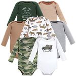 Hudson Baby unisex-baby Cotton Long-sleeve Bodysuits, Animal Adventure 7-pack, 18-24 Months