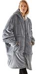 Vancavoo Hoodie Blanket Oversized Sherpa Sweatshirt Women Hoodies and Men with Zipper Deep Pocket Flannel Blanket Long Sleeves Giant Warm Clothes Ladies Pullover Big Jacket with Hat(Gray)