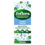 Zoflora Linen Fresh Concentrated Multipurpose Disinfectant Liquid, Antibacterial Multi-surface Cleaner, Pet-Friendly, Kills 99,9% of Bacteria & Viruses, 1 x 500ml