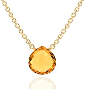 Citrine Necklace for Women, Premium Gold Heart Necklaces for Women - Tarnish Free 18K Gold Vermeil Certified S925 Classic Statement Necklace Gold Jewelry for Women - Mothers Day Gifts for Mom Wife