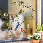 Static Window Clings Flower Bird Window Stickers Reusable DIY Floral Tree Branches Window Decals Double Sided Anti Collision Non-Adhesive Window Cling for Home Office Decor (E)