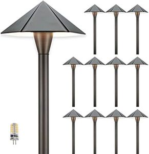 Gardenreet Low Voltage Pathway Lights 12V, LED Landscape Path Lights Outdoor Waterproof, Electric Walkway Lights, Umbrella Top Bronze ETL Garden Decorations with 3W 270LM 2700K G4 Bulb 12 Pack