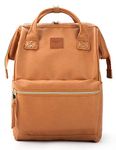 Kah&Kee Leather Backpack for Women and Men | Teacher, Diaper Bag Backpack, Work, School, Nurse, College & Travel, Camel Beige, Medium, Travel Backpacks