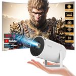 【Built-in Apps】 HIPPUS Projector, Mini Projector, Supports WiFi 5G, BT5.0 with 11.0 Android OS, Auto Keystone, 180 Degree, 720P，4K Support，Outdoor Projector for Phone/TV Stick/HDMI/PS5,White