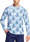 TSLA Men's Rashguard Swim Shirts, UPF 50+ Loose-Fit Long Sleeve Shirts, Cool Running Workout SPF/UV Tee Shirts, Basic Sun Block Sprinkle, M