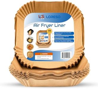 Air Fryer Liners Disposable Parchment Paper, 100 Count - Square 6-7 Inch, Non- Stick Parchment Paper Sheets Liners For Air Fryers 2-5 Quart - 6.3" Square - 100CT