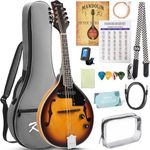 Mandolin Instrument A Style, Electric Acoustic Mandolins Instrument Kit 8 String with Tuner Strap Gig Bag Chord Chart for Beginners Adults Teens Youth Kid(A String Electric Mandolin, 8 String)