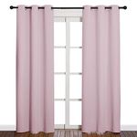 NICETOWN Blackout Curtains 84 Inches Long, Room Darkening Thermal Insulated Soli Grommet Curtains 2 Panels for Bedroom Living Room Windows (42 x 84 Inch, Baby Pink, 2 Panels)