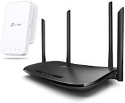 TP-LINK AC1200 Wireless VDSL/ADSL Modem Router, Dual Band, Parental Control, Guest Network (Archer VR300) + AC1200 Mesh Wi-Fi Range Extender, Smart Home, Seamless Roaming, Gaming & Streaming (RE300)