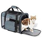 Fostanfly Cat Carriers for Large Cats 20 lbs, Dog Carriers for Small Dogs, Pet Carrier for Medium Cats Under 25 Dog Travel Bag with Big Pocket,4 Ventilated Windows, 3 Doors