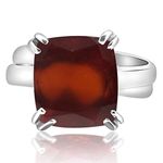 Arihant Gems & Jewels 7.25 Ratti Hessonite Garnet (Gomed) Gemstone with 925 Silver Adjustable Ring | Natural and Certified | Astrological Gemstone | Unisex Both for Men & Women