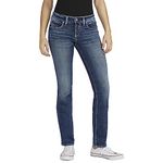 Silver Jeans Co. Women's Britt Low Rise Curvy Fit Straight Leg Jeans, Med Wash Scv305, 29W x 31L