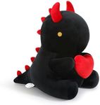 Ditucu Original Loving Dinosaur Stuffed Animals with Holding Red Heart Plush Cute Dino Plushies Toys for Romantic Valentine's Day Gifts for Kids Girlfriend Black 12 inch