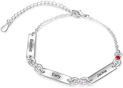 Lam Hub Fong Pulsera Infinita Personalizada para Mujer con Grabado 1 a 6 Nombres Ajustables Pulseras para Madre e Hija Regalo para el Día de la Madre Cumpleaños Navidad (3 Nombres)