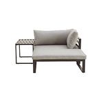 LOKATSE HOME 3-Piece Patio Furniture Outdoor Conversation Set Sectional Corner Sofa Metal Steel Couch Armrest Chair and Side Coffee Table, Grey