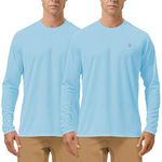 Roadbox Mens UPF 50+ UV Sun Protection Shirts Outdoor Long Sleeve SPF Rash Guard for Fishing Hiking Swimming Running, 2 Pack - Blue, Medium