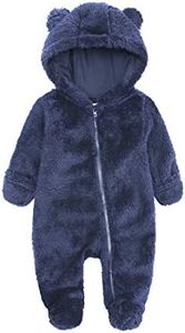 Infant Polar Fleece Soft Lined Onesie Outwear Warm Hooded Romper for 6-9 Month Baby Toddler Navy