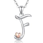 CELESTIA 18th Birthday Gifts Silver Initial Necklaces for Women Letter Pendant F Monogram Necklaces Alphabet Heart Initial Jewelry