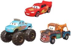 Mattel Disney Pixar Cars On The Road 3-Pack of Toy Cars & Trucks, 1:55 Scale Character Vehicle Set with Road Trip Lightning McQueen