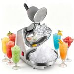 SHILINTONG Electric Ice Crusher Machine 300W 65kg/h – Dual Blades Ice Shaver for Home & Commercial Use, Snow Cone Maker, Shaved Ice Machine, Silver