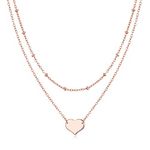 Philip Jones Rose Gold Plated Double Layered Heart Necklace