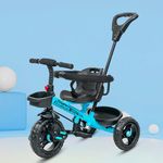 Kidsmate Xplorer 3-in-1 Tricycle for Kids | Durable Plug & Play Baby Trike with EVA Wheels, Safety Rail & Push Handle for Parents | Safe & Comfortable Ride for Toddlers 12-48 Months - Blue