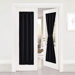 NICETOWN Doorway Curtain Blackout Rod Pocket Window Covering Room Darkening - French Door Curtains Short Panels Privacy Protect with Tiebacks for Patio Glass Door (25 W x 72 L, Black, 1 Pc)