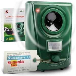 GARDIGO® Hunde- und Katzenabwehr | Hundeschreck und Katzenschreck für den Garten I Ultraschall Tiervertreiber 20-60 kHz I 120° Erfassungswinkel, 12m Reichweite | Gegen Hunde und gegen Katzen