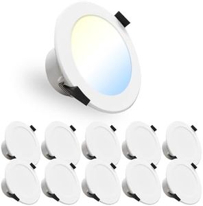 FEILEMAN 13W Recessed Downlight Ceiling Light Super Bright 3CCT 3000K 4000K 5700K Ceiling Downlight IP44 Spotlight No Plug 4.53-inch Ultra-Thin Round LED 1000 lumens 10Pack