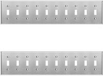 (2 Pack) Metal Toggle Switch Wall Plate, 10 Gang, Standard Size, 4.5'' x 19'', 430 Grade Stainless Steel, Corrosion and Heat Resistant Unbreakable Metal, Light Switch Cover Panel and Matching Screws